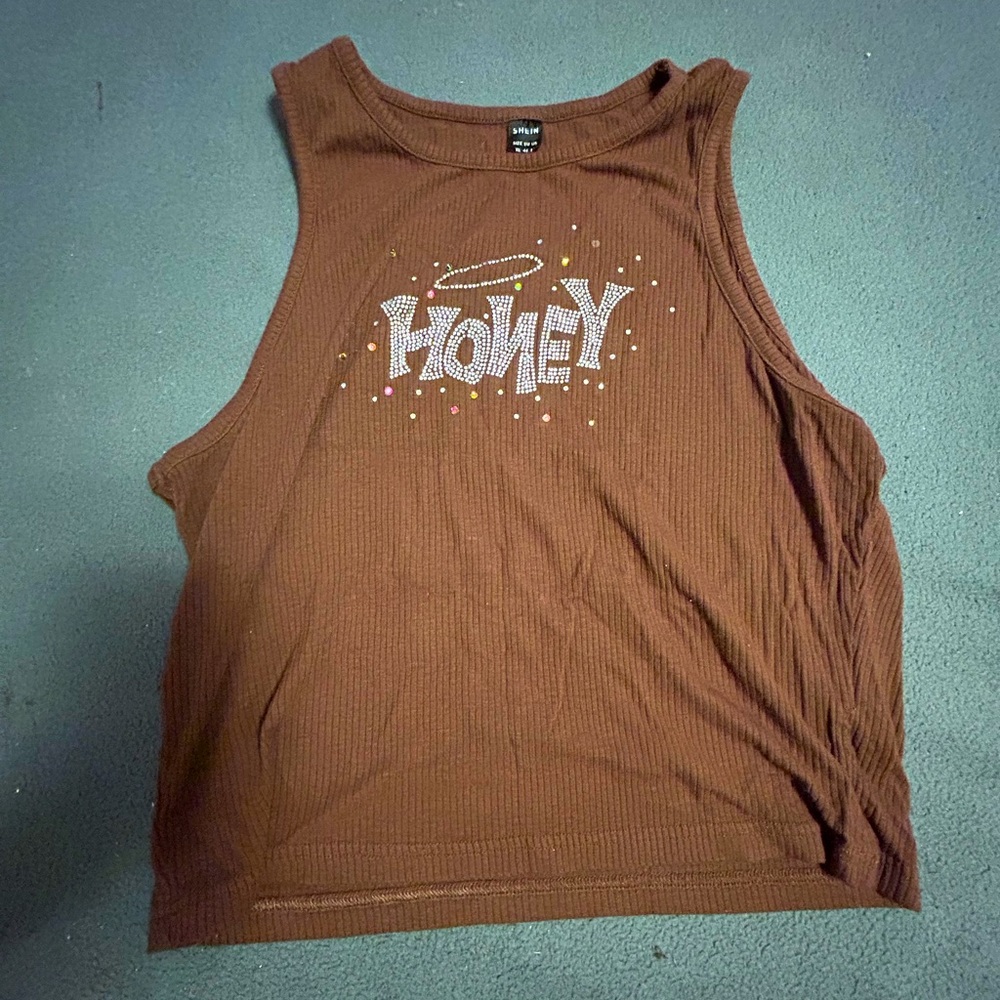 SHEIN EZwear Rhinestone Honey Tank Top